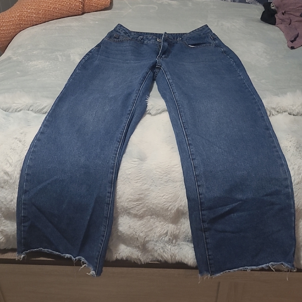 SHEIN Blue Flare Wide Leg Jeans